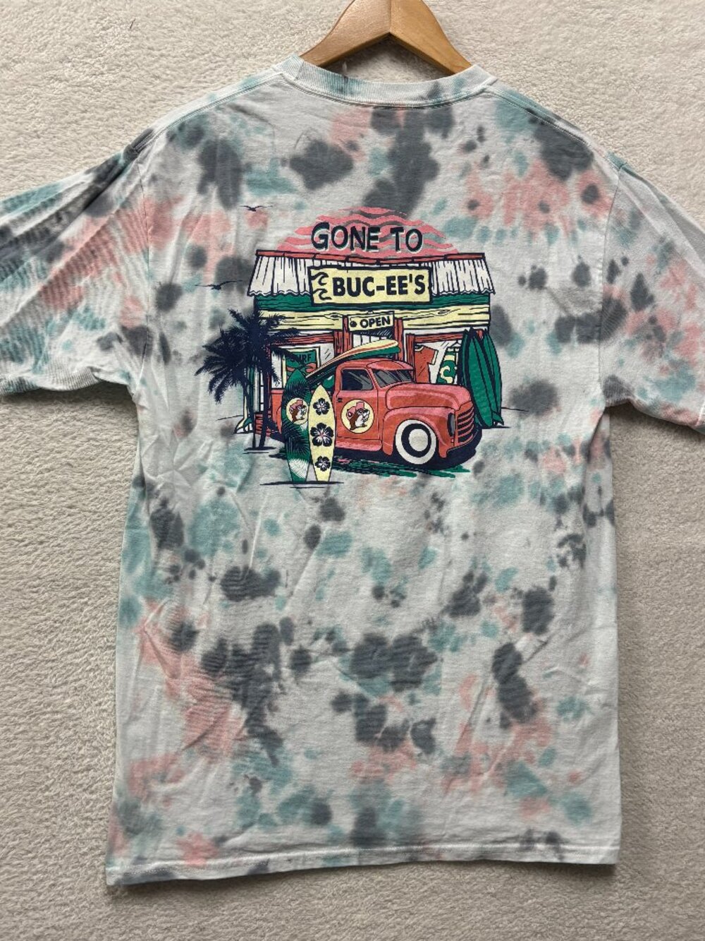 Buc-ees Tie Dye Shirt Mens M Gone To Buc-ees Surf Truck Beach Graphic Tee Cotton